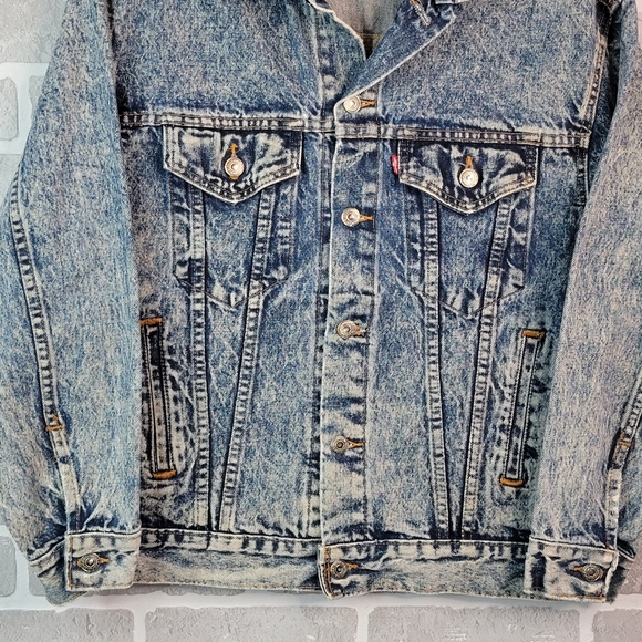 Levi's Type 3 Acid Stone Washed Vintage 90's Denim Jean Jacket Men's Size L - Picture 2 of 15